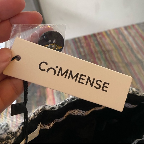 NWT• Commense Wool Blend Wide Leg Trousers S High Rise Pleated Tweed Black White - Picture 15 of 16